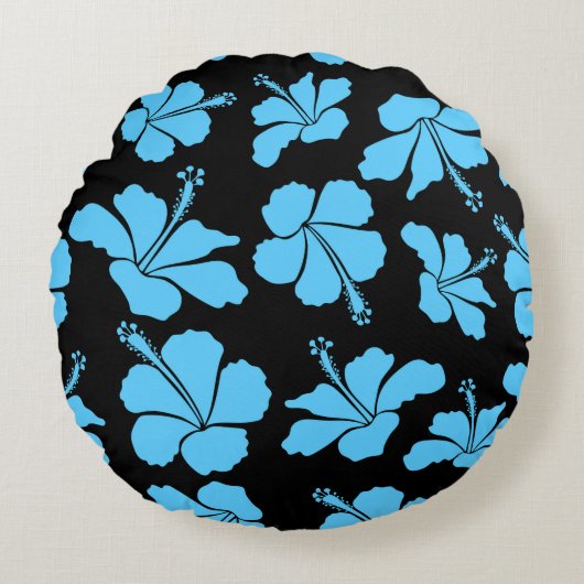 Bright hawaiian seamless pattern with tropical hib ラウンドクッション (正面)