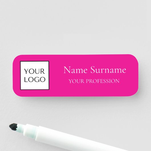 Bright Hot Pink Logo Promotional  名札 (インサイチュ)