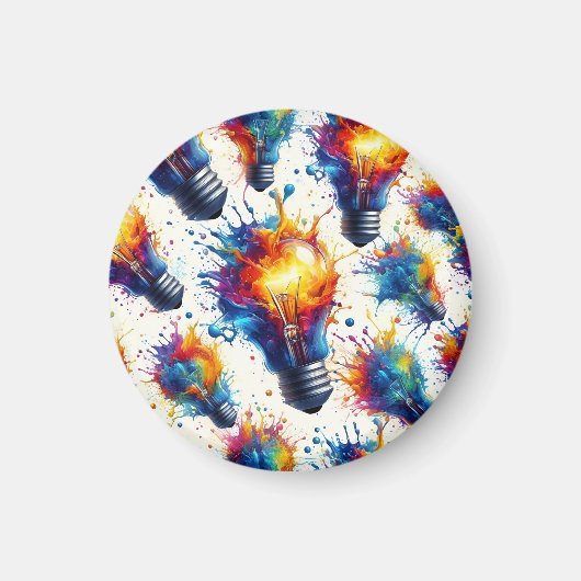 Bright Ideas – Colorful Light Bulb Pattern with Ab マグネット (正面)