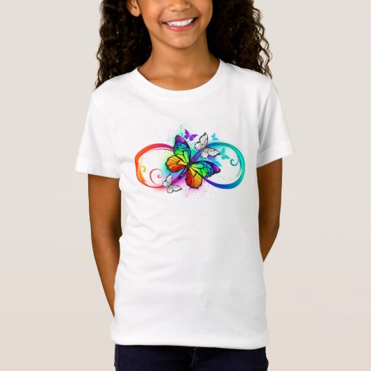 Bright infinity with rainbow butterfly tシャツ (正面)