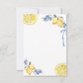Bright Italian Blue Bow Lemon Floral Bridal Shower サンキューカード (裏面)