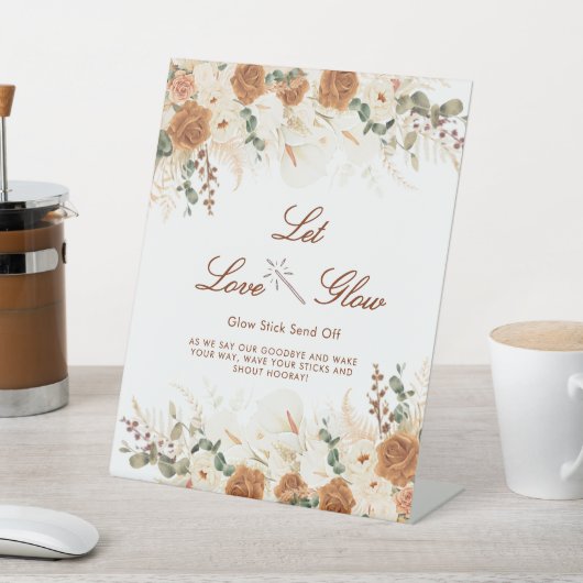 Bright Ivory Calla Lilies “Let Love Glow” Sign 台座サイン (インサイチュ)