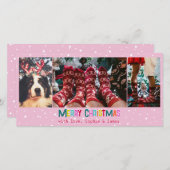 Bright & Joyful Merry Christmas 3 Photo Collage シーズンカード (正面/裏面)