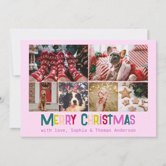 Bright & Joyful Merry Christmas 6 Custom Photo シーズンカード (正面)