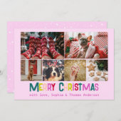 Bright & Joyful Merry Christmas 6 Custom Photo シーズンカード (正面/裏面)