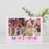 Bright & Joyful Merry Christmas 6 Custom Photo シーズンカード (スタンド正面)