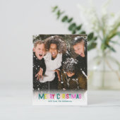 Bright & Joyful Merry Christmas Photo Pine Green シーズンカード (スタンド正面)