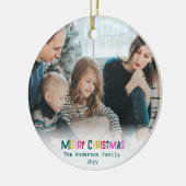 Bright & Joyful Merry Christmas Photo Pine Green セラミックオーナメント (左)