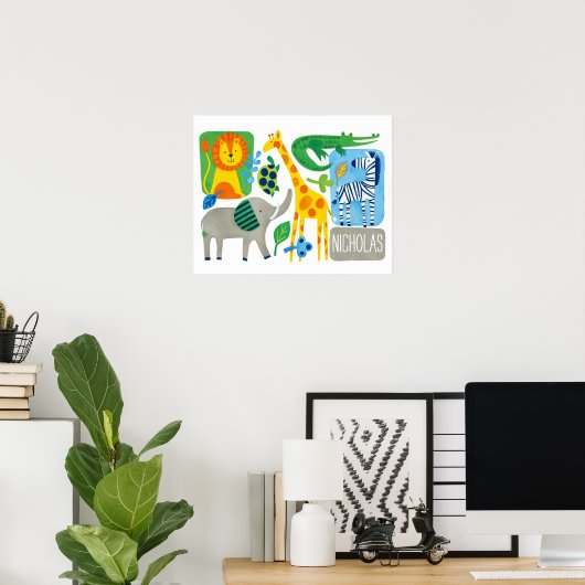 Bright Jungle Kids Customizable Wall Art print ポスター (ホームオフィス)