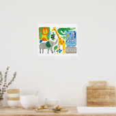 Bright Jungle Kids Customizable Wall Art print ポスター (キッチン)