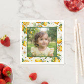 Bright Lemon Birthday Photo Yellow Citrus Party スタンダードカクテルナプキン (インサイチュ)
