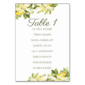 Bright Lemon Fresh Wedding Seating Chart Card テーブルナンバー (正面)