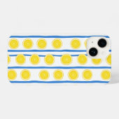 Bright Lemon Slice & Blue Stripe Case iPhoneケース (裏面横)
