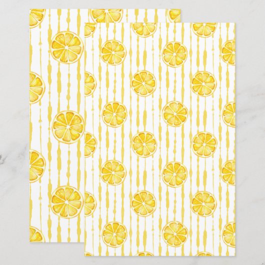 Bright Lemon Slices on Striped Background (正面/裏面)