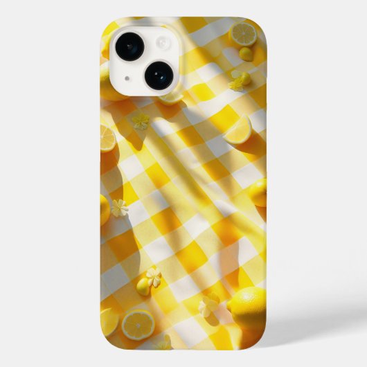 Bright Lemon Summer Picnic Phone Case Yellow Gingh Case-Mate iPhoneケース (裏面)