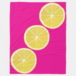 Bright Lemon Trio on Hot Pink Fleece Blanket フリースブランケット
