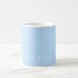 Bright Light Blue White Minimalist Modern 名前 015 コーヒーマグカップ