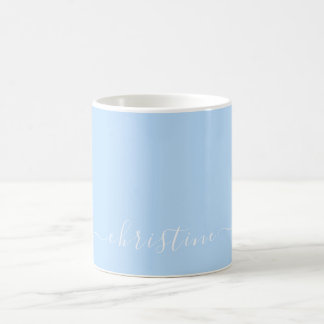 Bright Light Blue White Minimalist Modern 名前 015 コーヒーマグカップ