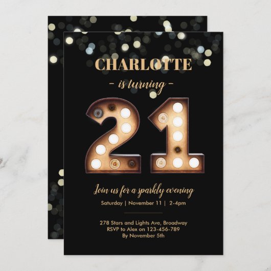 Bright Lights 21th birthday invitation 招待状 (正面/裏面)