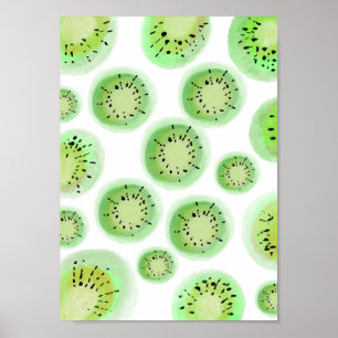 Bright Lime Kiwi Abstract Fruit Pattern ポスター