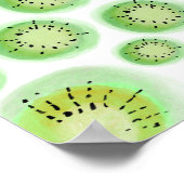 Bright Lime Kiwi Abstract Fruit Pattern ポスター (角)