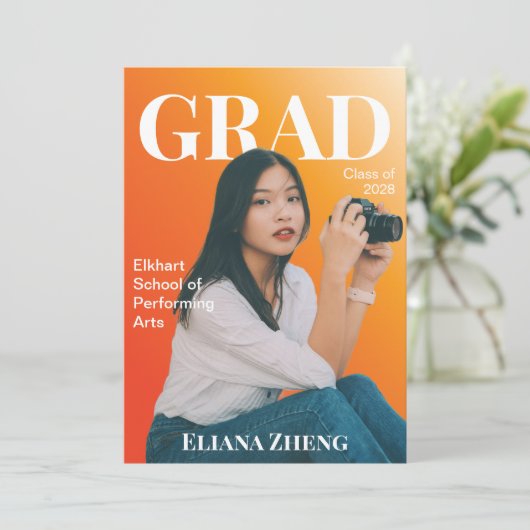 Bright Magazine Style Graduation Announcement 招待状 (スタンド正面)