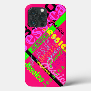 Bright Magenta 80's 90'sレトロインスパイア任意の名前 iPhone 13 Proケース