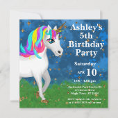 Bright Magic Unicorn 5th Birthdayパーティー 招待状 (正面)