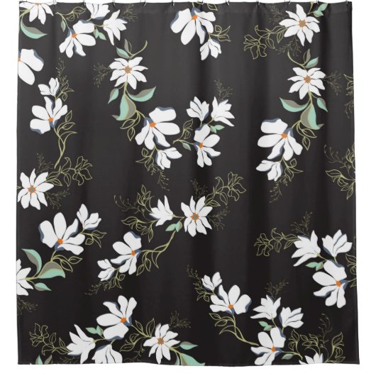 Bright Magnolia Seamless Pattern シャワーカーテン (正面)