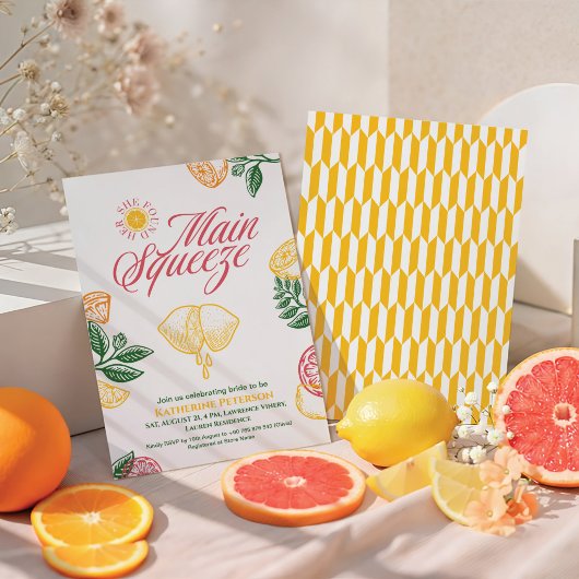Bright Main Squeeze Citrus Bridal Shower 招待状