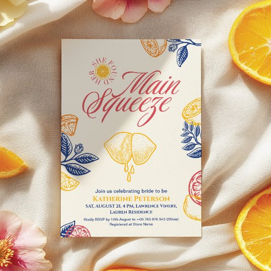 Bright Main Squeeze Citrus Bridal Shower 招待状