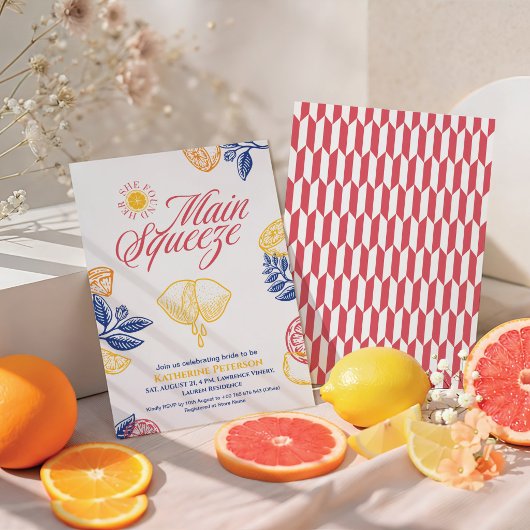 Bright Main Squeeze Citrus Bridal Shower 招待状