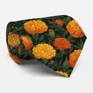 Bright Marigold Floral Pattern ネクタイ