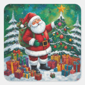 Bright & Merry Santa Sticker Charm スクエアシール (正面)