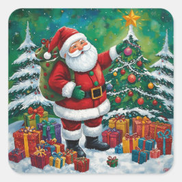 Bright & Merry Santa Sticker Charm スクエアシール