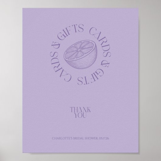 Bright Minimalist Citrus Bridal favor sign ポスター (正面)