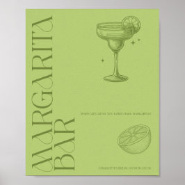 Bright Minimalist Citrus Bridal Margarita bar sign ポスター
