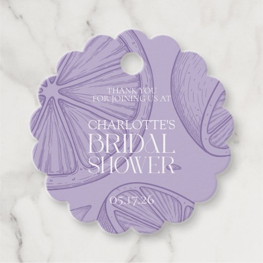 Bright Minimalist Citrus Bridal Shower フェイバータグ (正面)