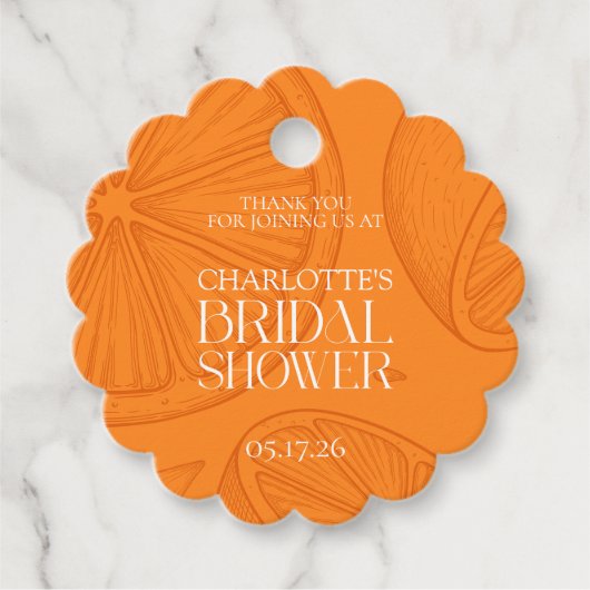 Bright Minimalist Citrus Bridal Shower フェイバータグ (正面)