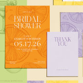 Bright Minimalist Citrus Bridal Shower invite 招待状