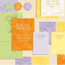 Bright Minimalist Citrus Bridal Shower invite 招待状