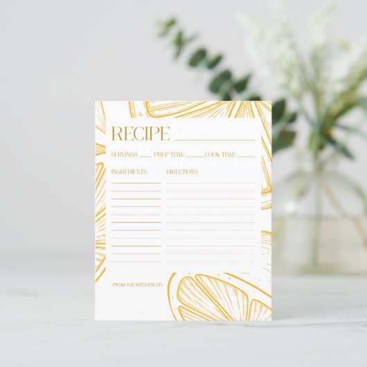 Bright Minimalist Citrus Bridal Shower RECIPE CARD (スタンド正面)