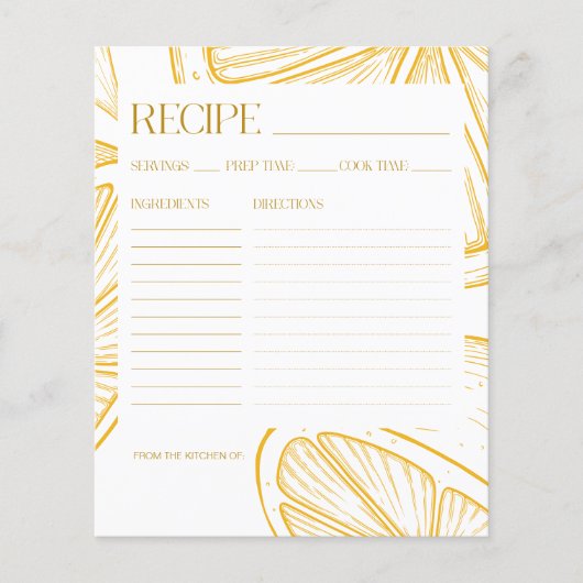 Bright Minimalist Citrus Bridal Shower RECIPE CARD (正面)