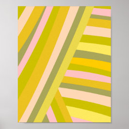 Bright Modern Citrus Stripes Pattern ポスター
