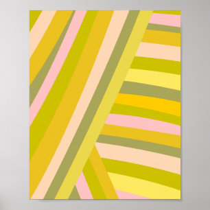 Bright Modern Citrus Stripes Pattern ポスター