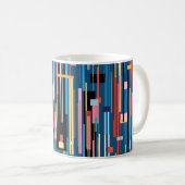 bright multicolored abstract pattern of stripes コーヒーマグカップ (正面右)
