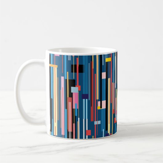 bright multicolored abstract pattern of stripes コーヒーマグカップ (左)