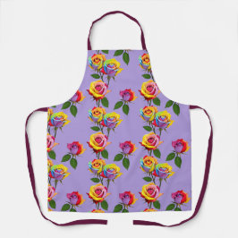 Bright Multicolored Roses In Rainbow Shades  エプロン