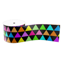 Bright Neon 80s Colors Triangles Grosgrain Ribbon グログランリボン