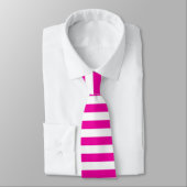Bright Neon Hot Pink and White Stripe Tie ネクタイ (タイ)